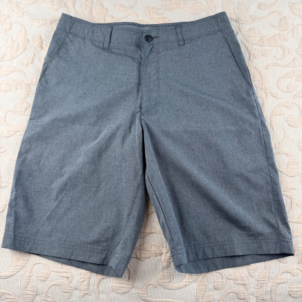Nicklaus Mens Golf Shorts Blue Grey Heathered Flat Front Performance Size 30